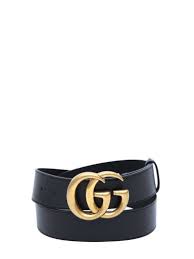 Gucci Gg Marmont Leather Belt In Nero Modesens