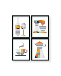 Geometric Kitchen Decor Orange Kitchen Print Modern Dining Etsy In 2021 Geometric Kitchen Dining Room Wall Art Orange Kitchen Decor