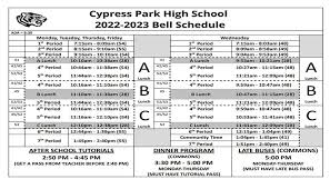 Schedules / Cy Park Bell Schedule