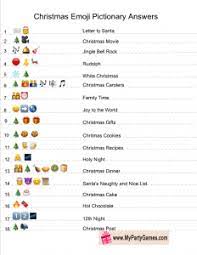 Christmas Emoji Pictionary Quiz Answer Key Emoji Christmas Fun Christmas Party Games Christmas Pictionary