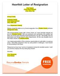 A Sample Heartfelt Resignation Letter Job Resignation Letter Resignation Letter Sample Employee Resignation Letter