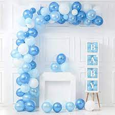 Amazon Com Balloon Arch Garland Kit 4 Individual Baby Letter Transparent Balloon Boxes For Baby Boy Shower Decoration Include White Blue Navy Light Blue Royal Blue Latex Balloons Strip Tape Balloon Pump Dots Home
