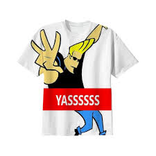 Johnny Bravo Yas Shirt 38 Liked On Polyvore Featuring Tops T Shirts Shirts Tees White Shirt T Shirts White Top White Tee And White T Shirt