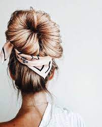 Silk Scarf And Puffy Bun Long Hair Styles Easy Hairstyles For Long Hair Braids For Long Hair