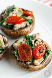 Ground Turkey And Spinach Stuffed Mushrooms Recipe Recipes Food Healthy Ground Turkey