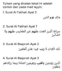 Tuliskan Contoh 4 Macam Mad Layyin Brainly Co Id