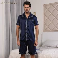 Brand Silk Male Sleepwears Lounge Summer Mens Pajamas Sets Clothing Solid Short Sleeve Men Pjs Mens Summer Pajamas Mens Pajamas Set Mens Pajamas