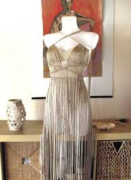Gold Macrame Dress Perfect For Your Coachella Or Burning Man Experience With This Dress You Will Be Beaut In 2020 Macrame Dress Festival Outfits Greek Goddess Dress
