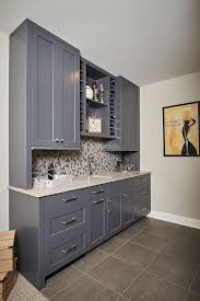 The charcoal wall and backsplash (also kendall charcoal) go well with them and sort of helps them fade into the background. Benjamin Moore Kendall Charcoal Wet Bar Cabinet Paint Color Benjamin Moore Kendall Charcoal B Grey Interior Doors Home Bar Designs Kitchen Backsplash Designs
