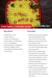 Simple Easy South Indian Lemon Rice Recipe Tastedrecipes Recipe Recipes Indian Food Recipes Vegetarian South Indian Lemon Rice Recipe