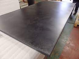 176 Dark Patina Table Top Edge Trim Clear Lacquered Steel Table Steel Sheet Metal Zinc Table