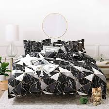 This set is available in queen, king and california king size and is elaborate and luxurious in its design. Amazon Com Jumeey Black Comforter Set King Marble Bedding Sets White Silver Grey Geometric Comforter Sets Modern Triangle Pattern Quilts Cotton Gold Plaid Comforters Charcoal Black Marble Bed Comforter King Kitchen Dining