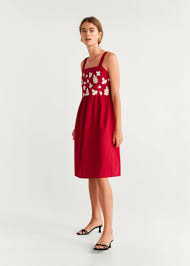 Floral Embroidery Dress Woman Mango Vietnam In 2020 Floral Embroidery Dress Embroidery Dress Womens Dresses