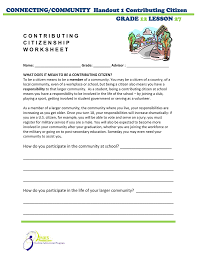 This worksheet will help your students know what skills they can use to. Connecting Community Handout 1 Contributing Citizen Grade Lesson