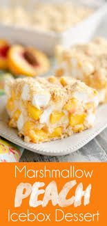 Marshmallow Peach Icebox Dessert Is A Light Summer Dessert Recipe That Highlights The Amazin Light Summer Desserts Light Dessert Recipes Summer Dessert Recipes