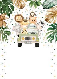 Jungle Safari Animals Drive Through Baby Shower Invitation Zazzle Com Baby Shower Theme Decorations Baby Boy 1st Birthday Party Animal Baby Shower