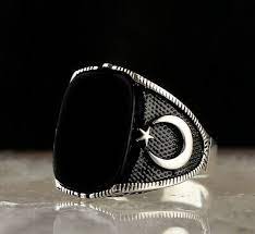 Onyx Mens Ring, Sterling Silver 925 Turkish Flag Ottoman Ring Size 7-10 |  eBay