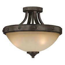 Rustic semi flush mount ceiling light. Cascadia Halifax 2 Light Bronze Rustic Bowl Semi Flush Mount Ceiling Light C0077 Rona