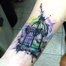 Simple Watercolor Birdcage Tattoo Idea Birdcage Tattoo Bird Tattoo Ribs Little Bird Tattoos