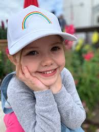 Kids Rainbow Sun Hat: Hand-painted Hologram Glitter, Adjustable Cotton