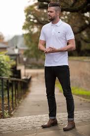 How A Good Polo Shirt Should Fit Attire Club By F F Polo Shirt Outfits Brown Leather Chelsea Boots Mens Outfits