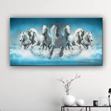 Canvas horse painting modern single. Seven Running Horses Abstract Design Canvas Wall Painting