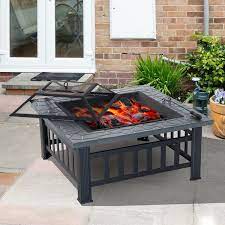 Easily install a gas burning fire pit into a custom base that su. Outsunny 32inch Outdoor Square Fire Pit Walmart Canada Metal Fire Pit Fire Pit Cooking Grill Fire Pit Cooking