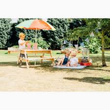 Plum Picnic Table With Parasol Walmart Com In 2020 Kids Picnic Table Garden Picnic Picnic Table With Umbrella