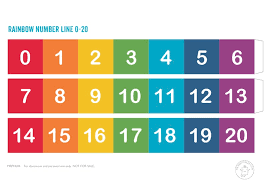 rainbow color number line 0 20 printables template for