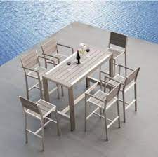 Outdoor bar stools online in www.superdeco.es with better price and quality! China Outdoor Bar Furniture Set Bar Table And Chairs Outdoor Patio Pub Furniture Aluminum Bistro Chair Rattan Bar Chairs And Table Set China Bar Furniture Bar Table Chair