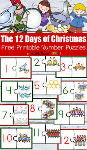 12 Days Of Christmas Free Printable Number Puzzles Preschool Christmas Activities Christmas Math Activities Free Printable Numbers