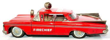 Vintage Japanese 1950 S Buick Fire Chief Tin Friction Sedan Yonezawa Remote Control Cars Toy Car Fire Chief