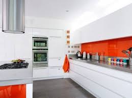 Modern Orange Tile For Kitchen Backsplash Colourful Kitchen Backsplashes Kitchen Backsp Kitchen Design Color White Modern Kitchen Modern Kitchen Design