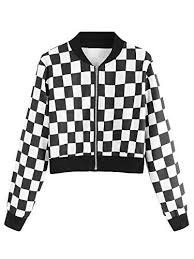 Black And White Checkered Jacket Womens Shein Women S Casual Checkered Long Sleeve Zip Up Top Cro Https Www Amazon Com Dp B07hc79rs8 Ref Cm Sw R Pi Dp U X Gingham Jacket Jackets Sweater Jacket