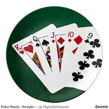 Poker Hands Straight King To Nine Plate Zazzle Com Poker Hands Hanging Microwave Custom Plates