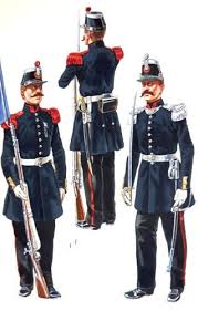 Garde Civique 1848 1881 Garde Porte Fanion Garde Et Officier En Grane Tenue Tenue Belgique Officier