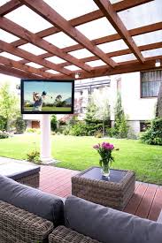 1 Outdoor Tv Shield Video In 2020 Outdoor Living Space Backyard Patio Designs Covered Pergola