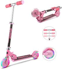 Hikole Scooter For Kids With Led Light Up Wheels Kids Scooter Kick Scooter Electric Scooter For Kids