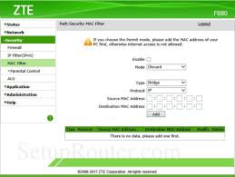 To get access to your zte f680, you need the ip of your device, the username and password. Zte F680 Screenshot Macfilter