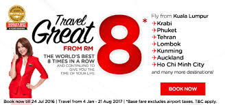 Air asia harga tiket pesawat air asia promo tiket com. Airasia Flight Rm8 Cheapest Fares Price Promotion Booking 18 24 July 2016 Travel 4 January 8 August 2017