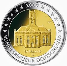 Germany 2 euro coin 2009 saarland unc. 2 Euro Germany 2009 Commemorative Coins Bundeslander Series Ludwigskirche In Saarbrucken Saarland German Commemorative 2 Euro Coins Euro Coins Euro Coins