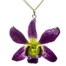 Petite Dendrobium Orchid Pendant Purple Green Dendrobium Orchids Orchid Jewelry Pendant