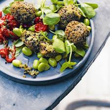 quinoa and broad bean falafel with