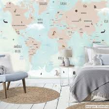 A arte por vezes foi o que moveu o mundo, trouxe a alegria e amor. Mural Mapa Mundi Infantil Varias Medidas 12x S Juros Tacolado