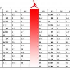 jordan shoes size chart