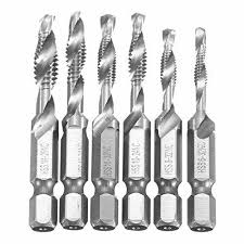 6pcs Sae Drill Tap Combination Bit Set Deburr Countersink Hex Bit Hss 1 4 Shank Drill Power Tool Accessories Wood Drill Bits