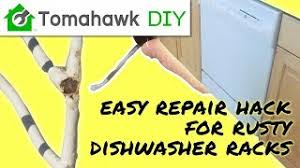 As said before, my dishwasher came dented on the top, which was the reason the 3rd rack got stuck (it would hit that white plastic thing). Repair A Rusty Dishwasher Rack The Easy Way Youtube