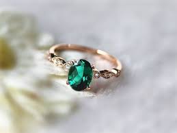 Green Emerald Engagement Ring In 14k White Gold With Diamonds And Flower Buds Gemstone Wedding Rings Emerald Engagement Ring Emerald Engagement Ring Green