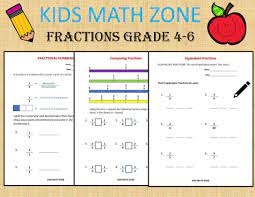 Fractions Grade 4 6 Worksheets Compare Add Subtract Etsy Math Worksheets Kids Math Worksheets Grade 6 Math Worksheets