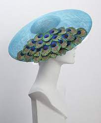 Light Teal Blue Occasion Hat With Peacock Feathers Wedding Hat Day At The Races Hat Royal Ascot Hat Occasion Hats Royal Ascot Hats Fashion Hair Accessories